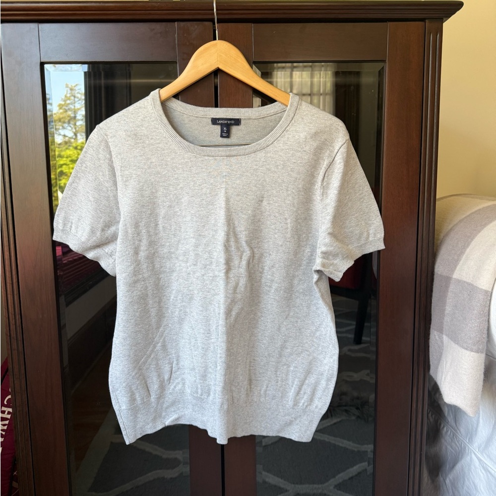 Lands' End Light Gray Crewneck Sweater